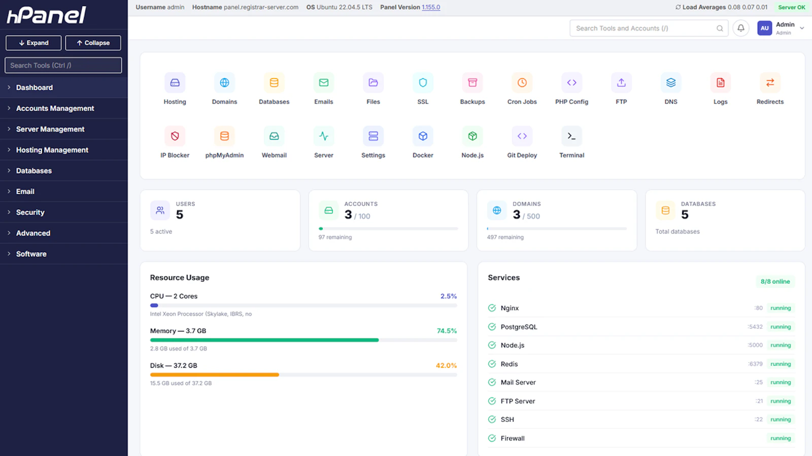HPanel screenshot 2