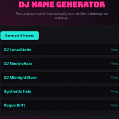 DJ Name Generator — Find Your Stage Name gallery image