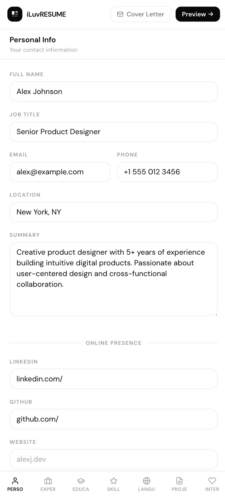 Free Online Resume Builder — iLuvRESUME gallery image