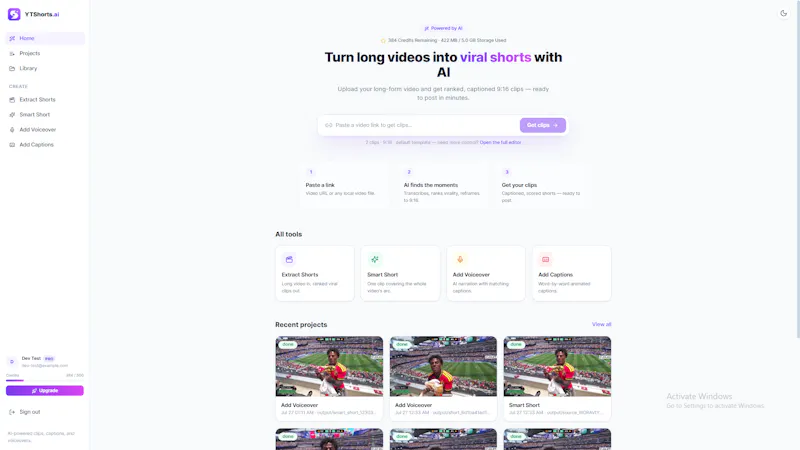 YTShorts.ai screenshot 2
