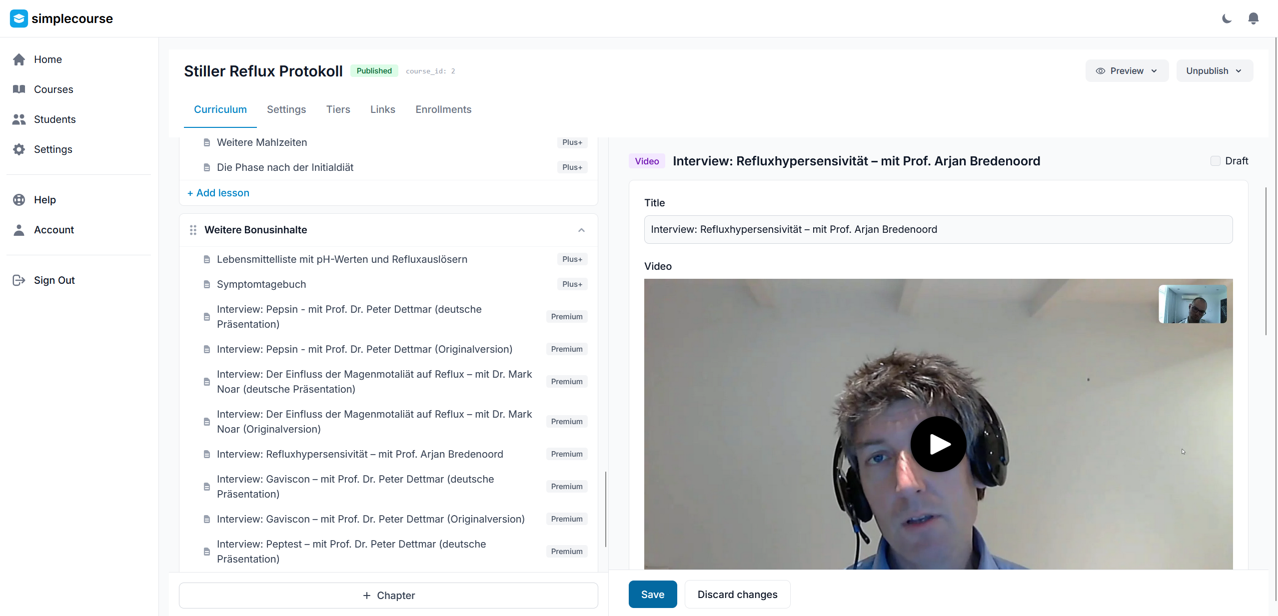 Simplecourse - Screenshot 2 showing product features and functionality