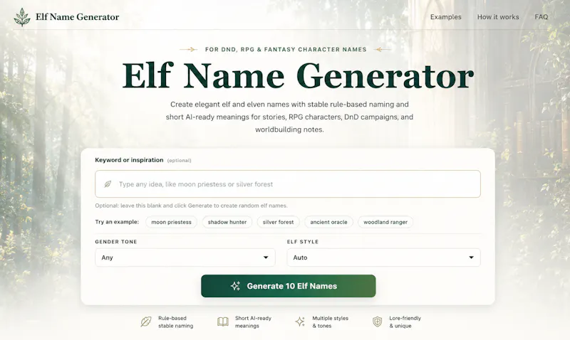 Elf Name Generator screenshot 1