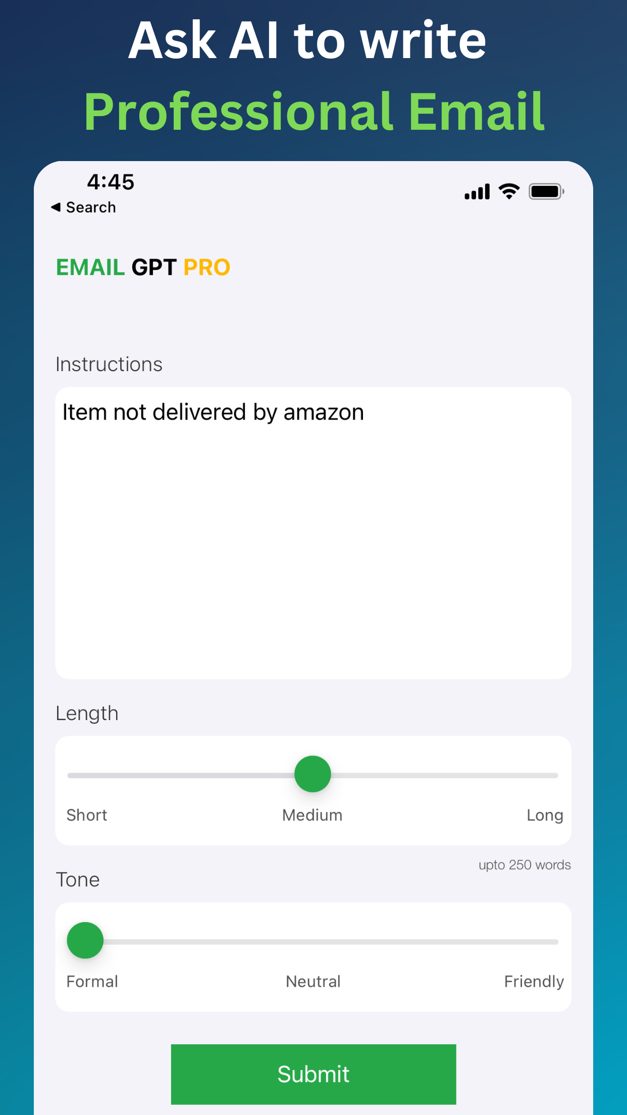 E -Mail -Autor - AI E -Mail -Chatgpt iOS -App - schreibt E -Mail mit Chatgpt Medien 2
