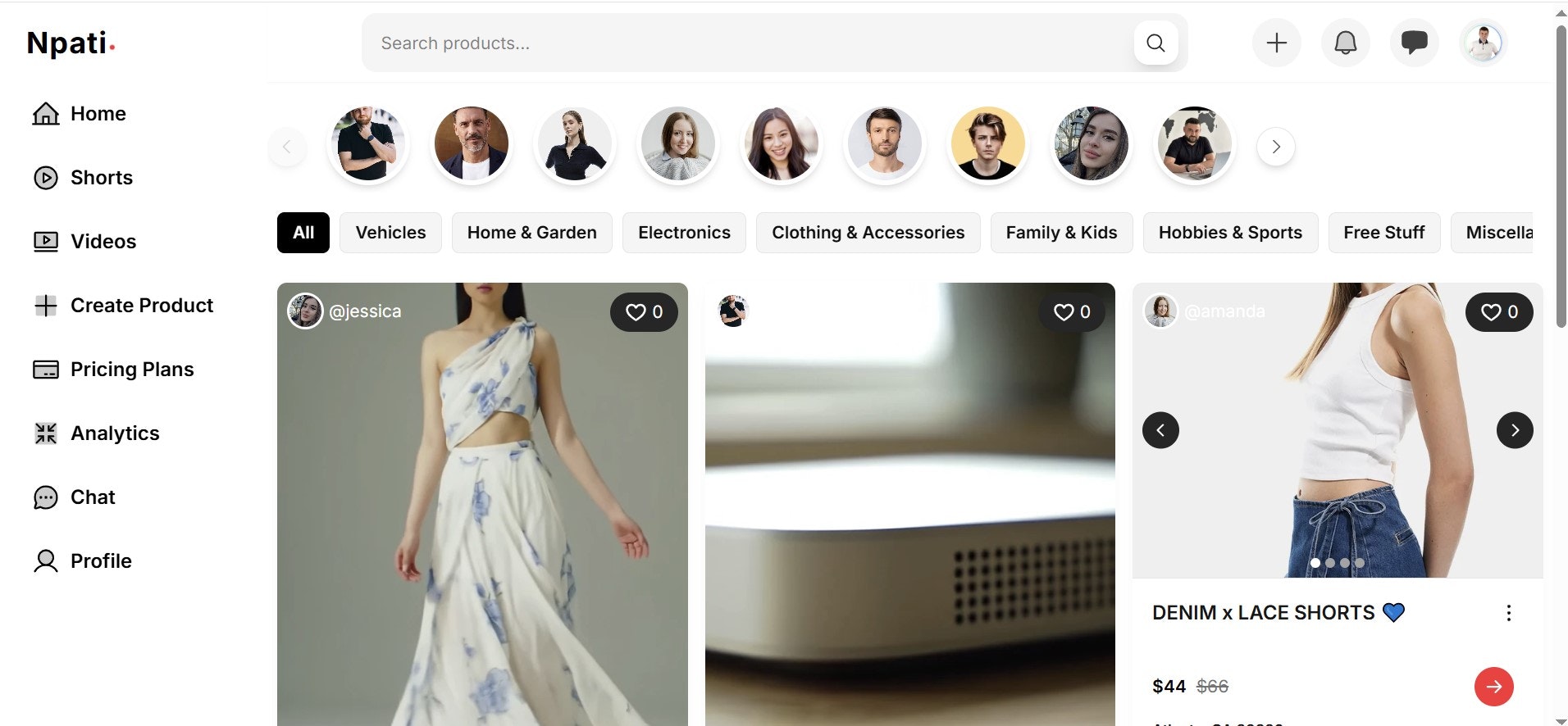 Npati Marketplace - Main product screenshot demonstrating key features and user interface