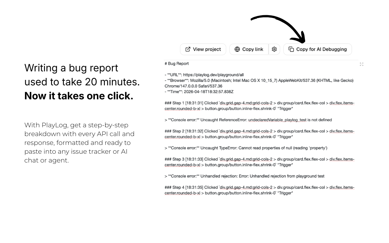 PlayLog - Automated bug reports gallery image