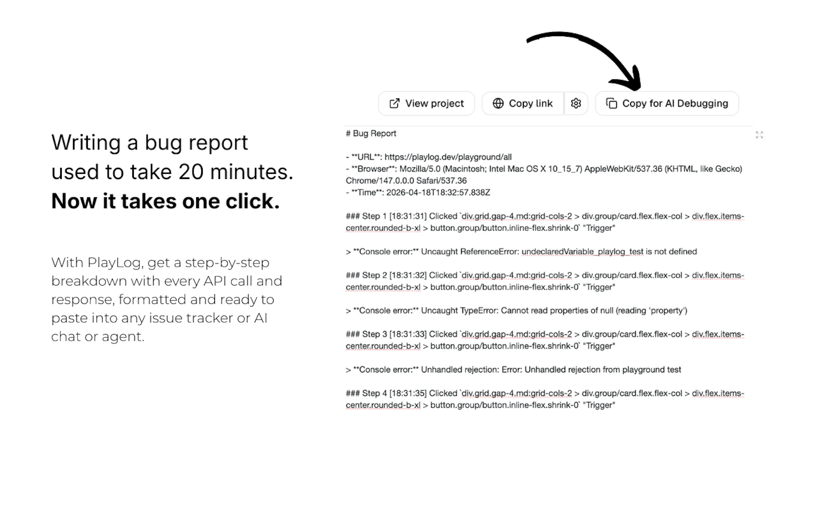 PlayLog - Automated bug reports screenshot 4