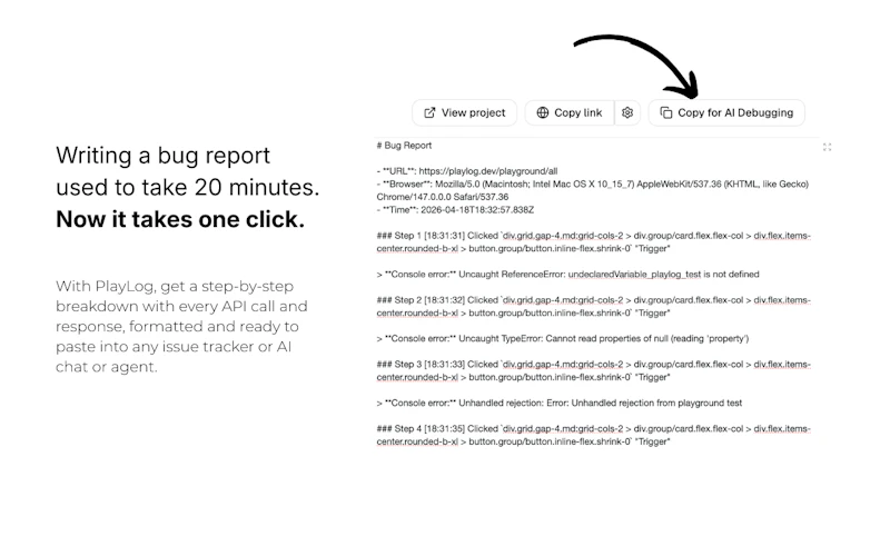 PlayLog - Automated bug reports screenshot 4