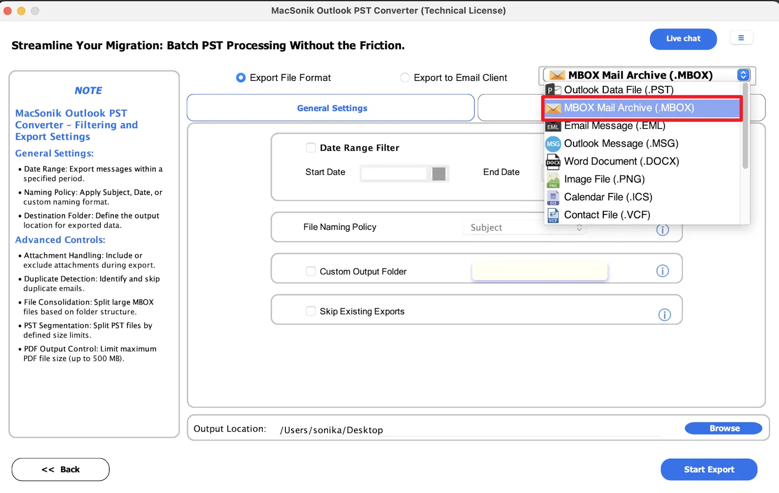 MacSonik Outlook PST Converter Tool screenshot 4