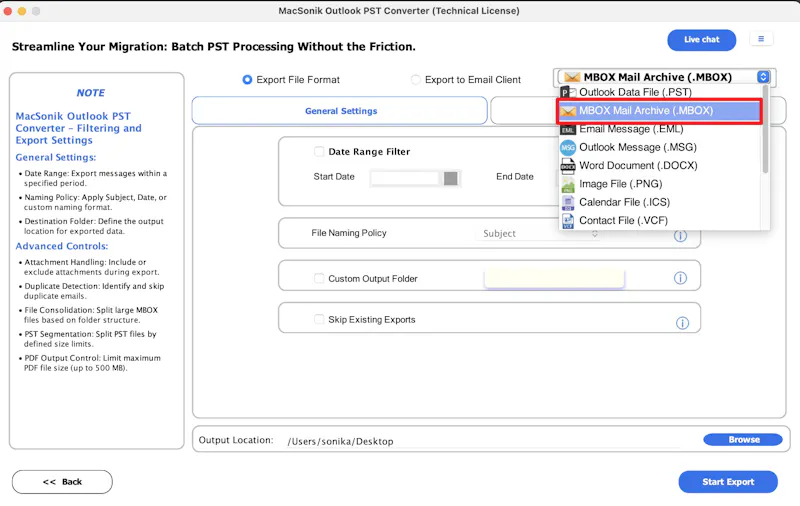MacSonik Outlook PST Converter Tool screenshot 4