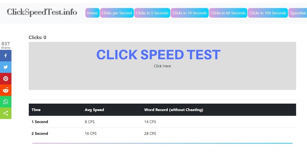 100 Second Click Speed Test - CPS Test