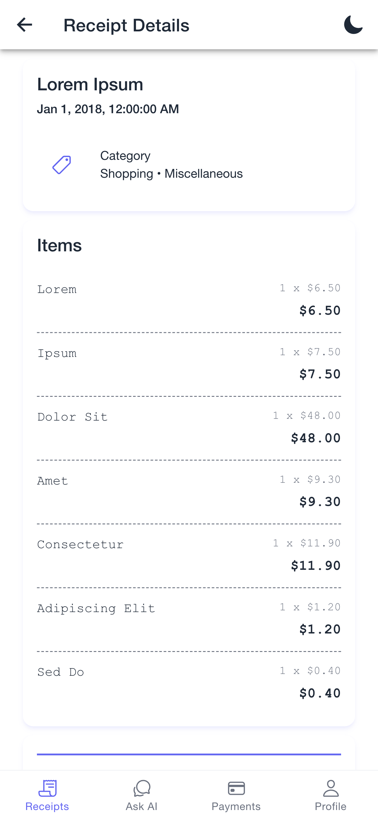 Instareceipts - Screenshot 2 showing product features and functionality