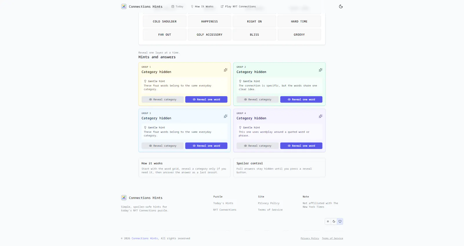 Connections Hints Today screenshot 2