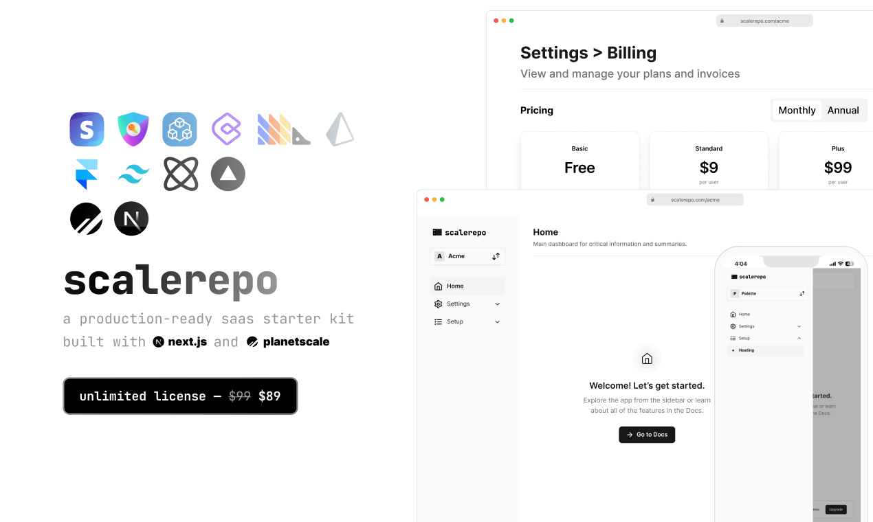 Skalerepo - Nihai Next.js ve Planetsscale Başlangıç Kiti medya 1