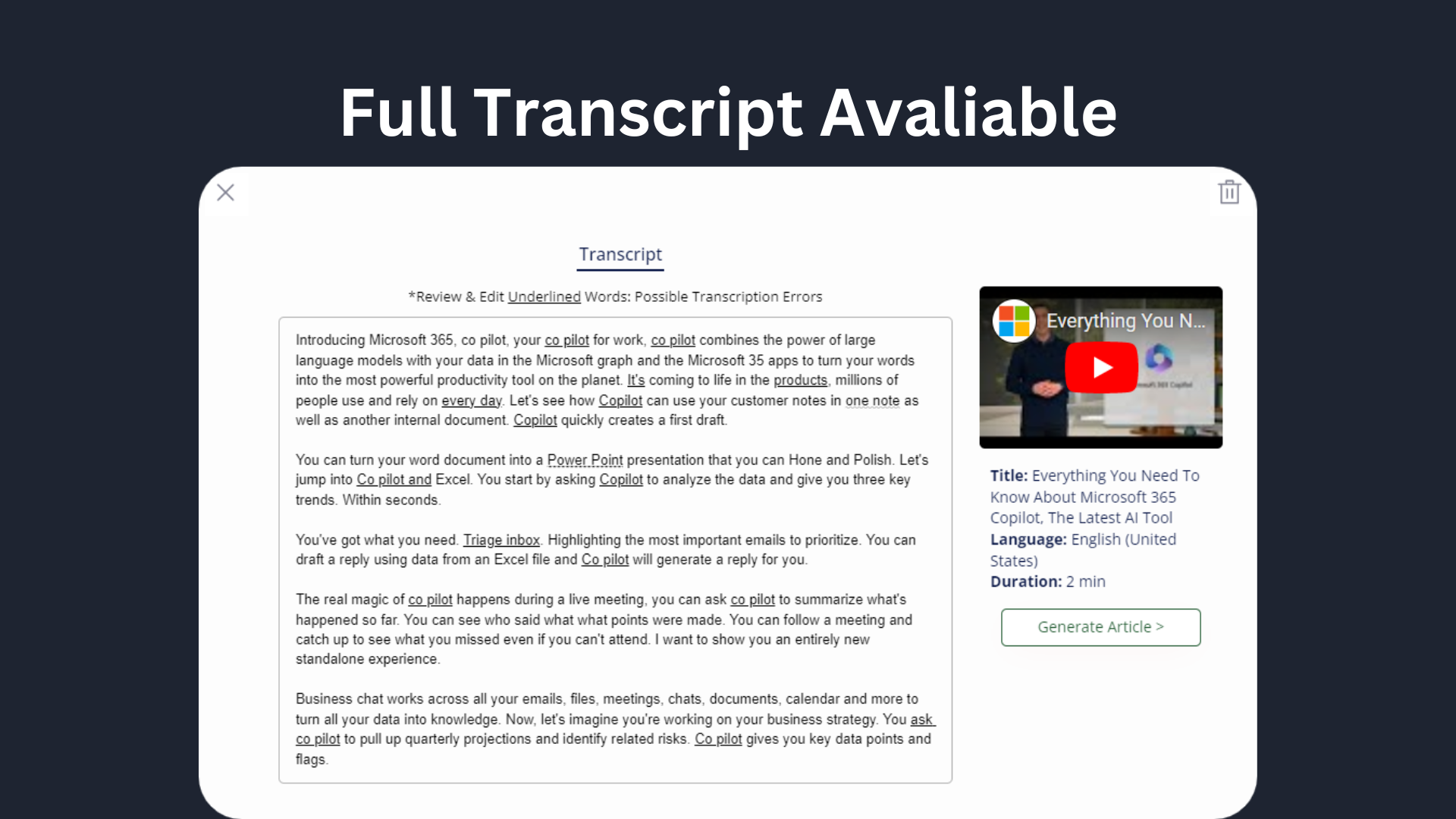 ToWords: Audio to Blog [powered by GPT4] gallery image