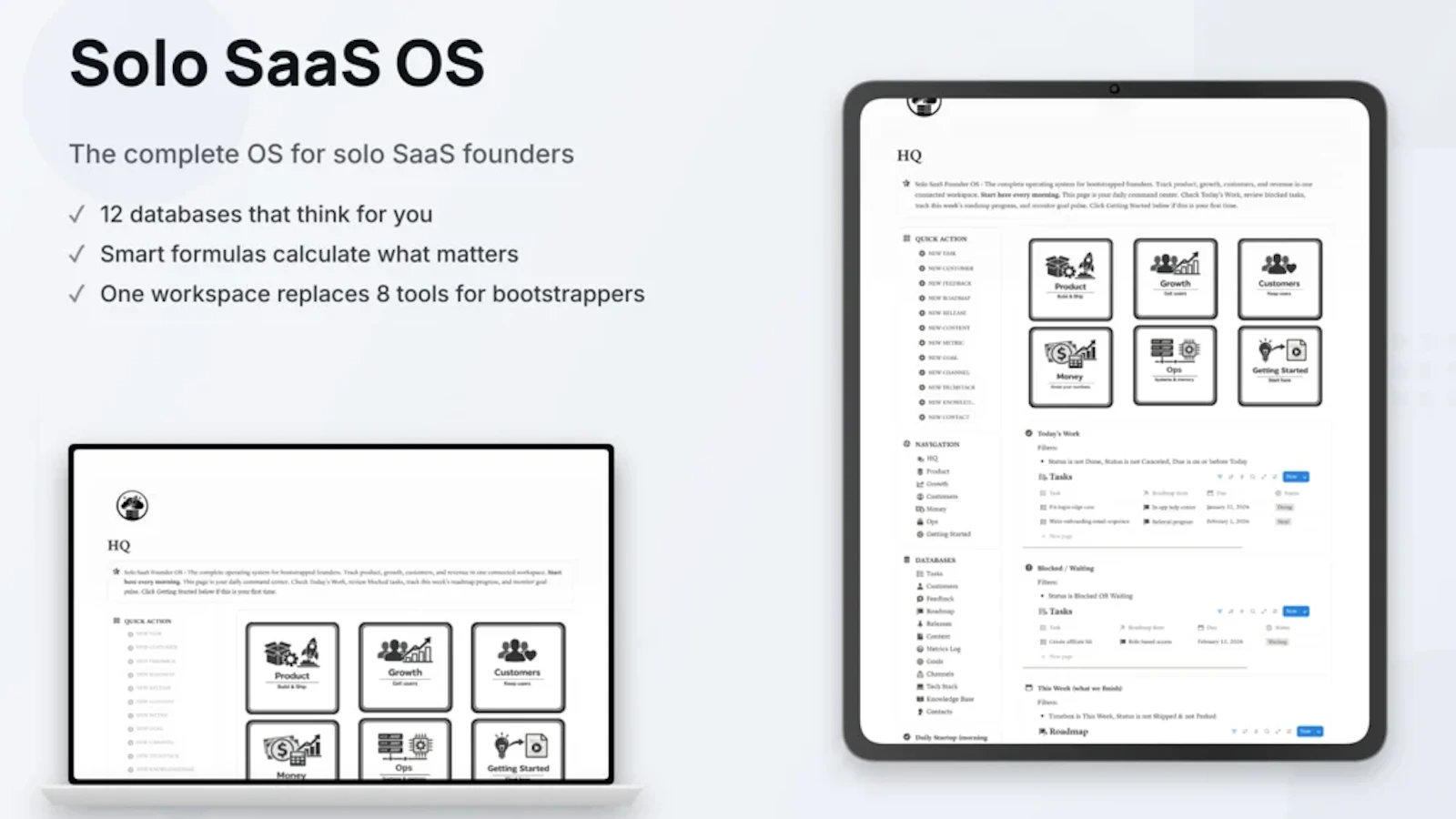 Solo SaaS Founder OS screenshot 2