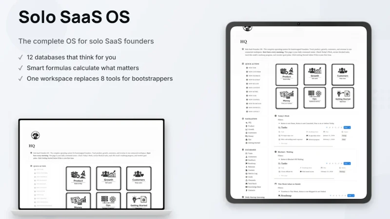 Solo SaaS Founder OS screenshot 2