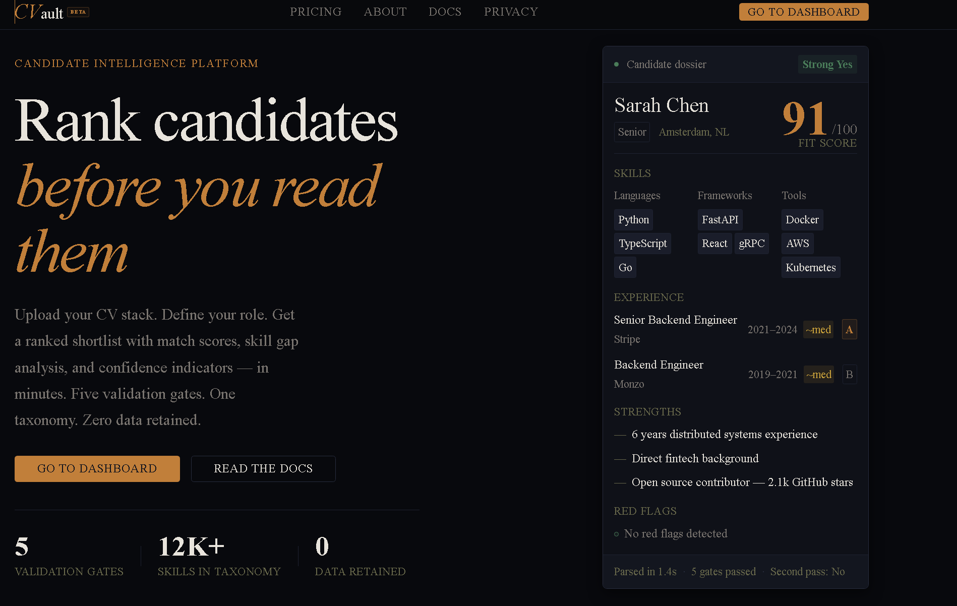CVault AI - Main product screenshot demonstrating key features and user interface
