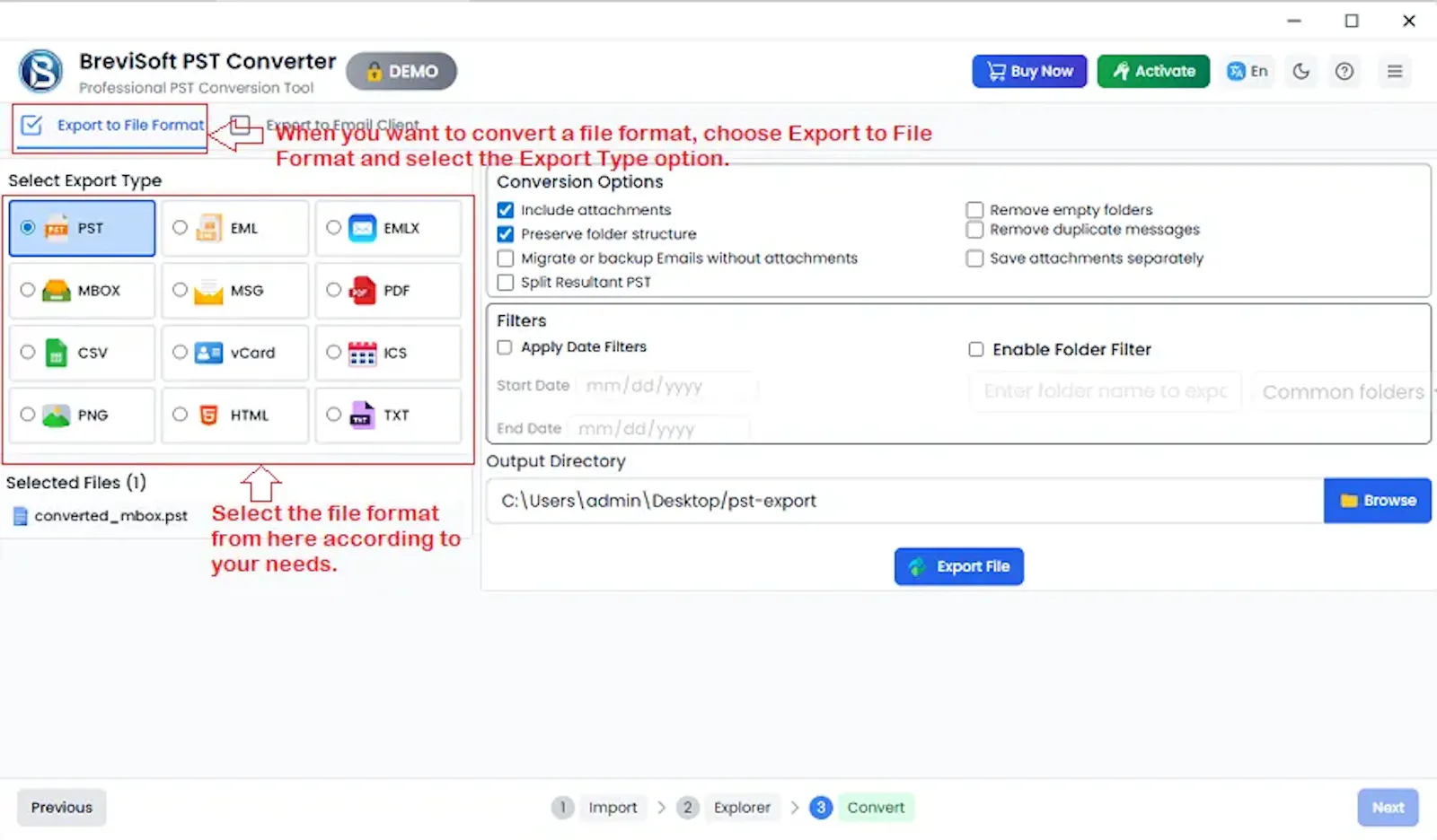 BreviSoft Outlook PST Converter Tool screenshot 3