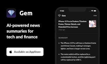 Gem News App Logo - Mantenha-se atualizado com os últimos desenvolvimentos em tecnologia e finanças com o Gem, seu principal aplicativo de notícias.