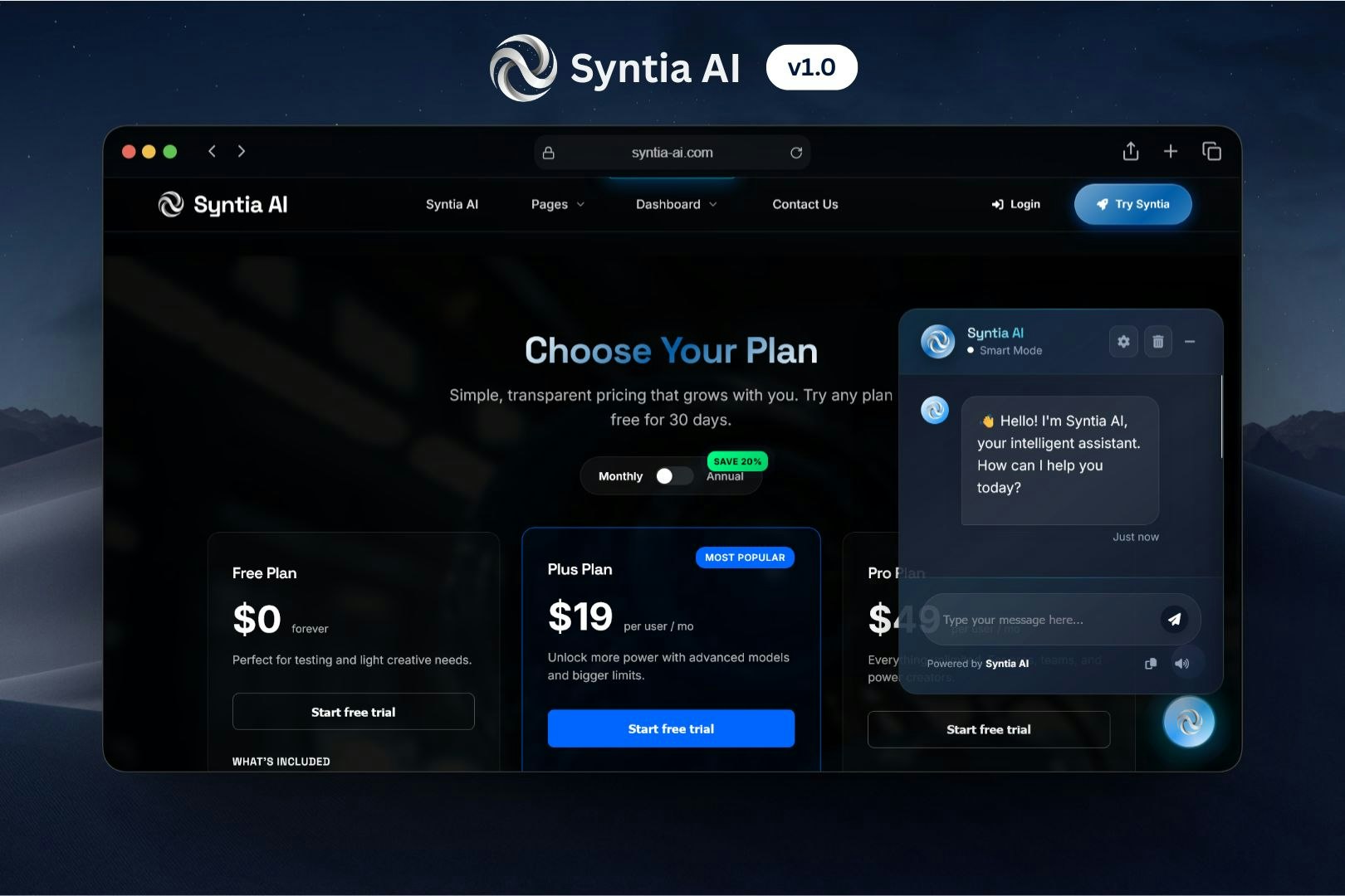 Syntia – AI SaaS Dashboard Template - Screenshot 3 showing product features and functionality