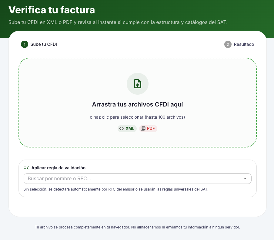 ChecaFactura - Main product screenshot demonstrating key features and user interface