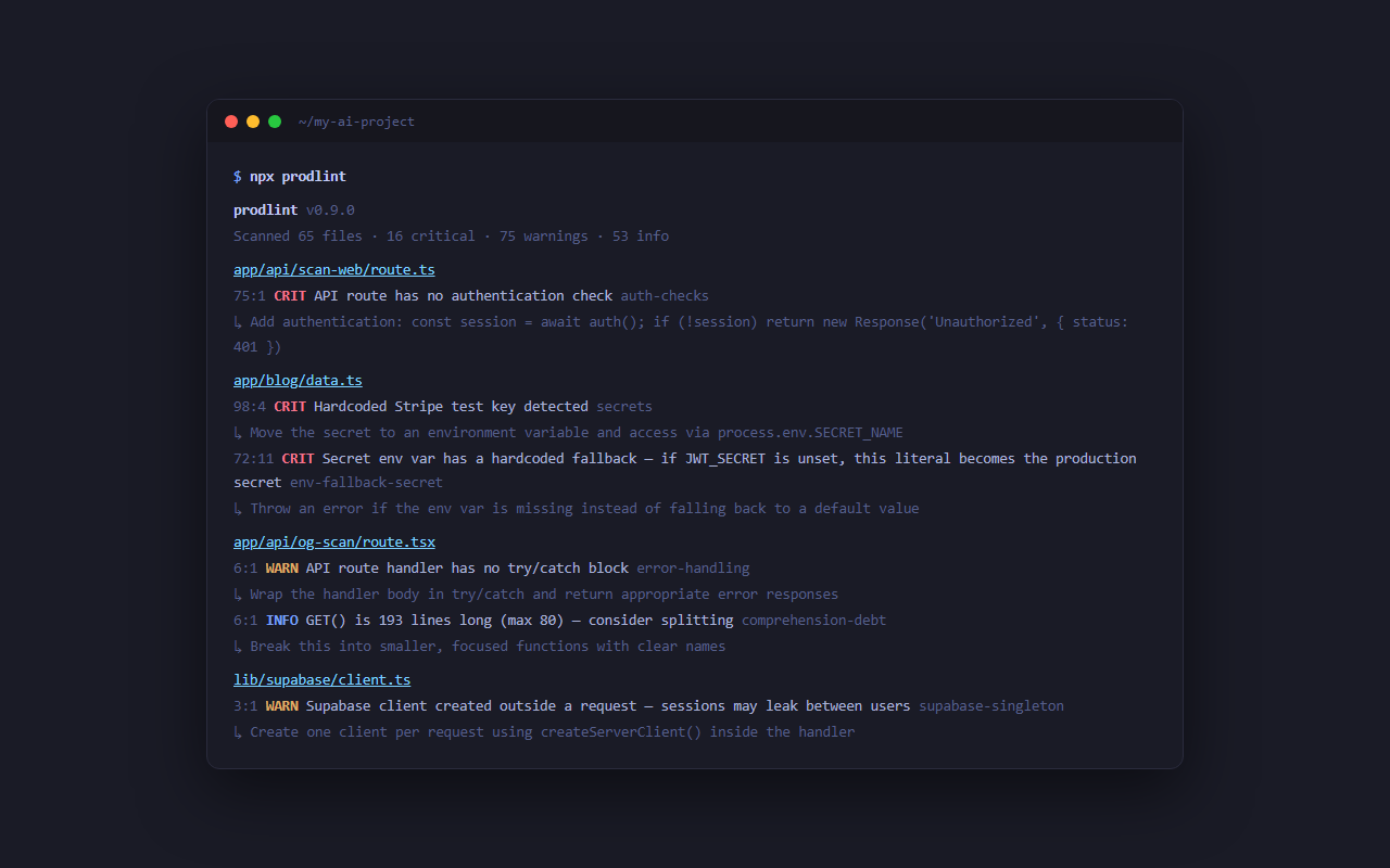 prodlint - Main product screenshot demonstrating key features and user interface