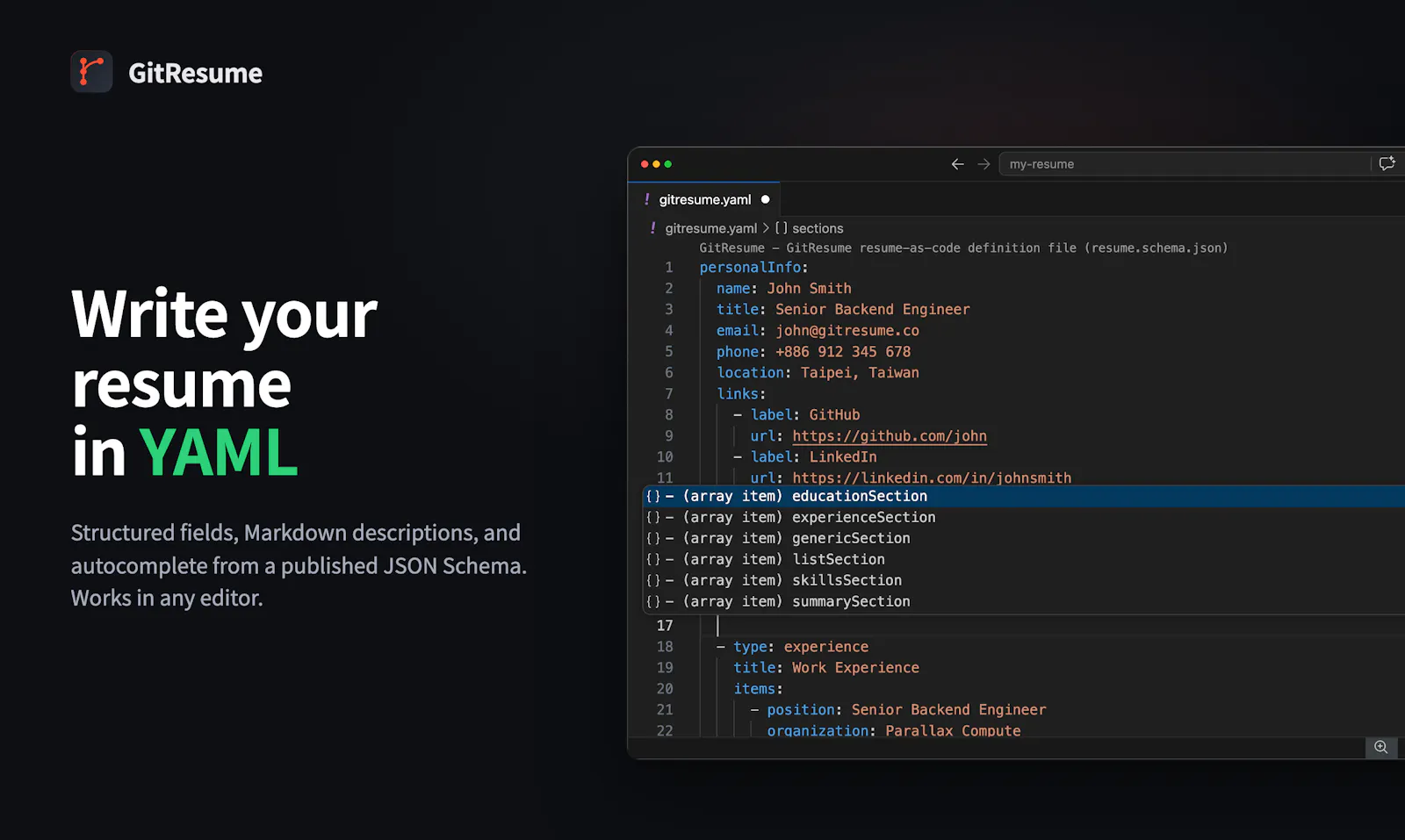 GitResume: Resume as Code screenshot 4