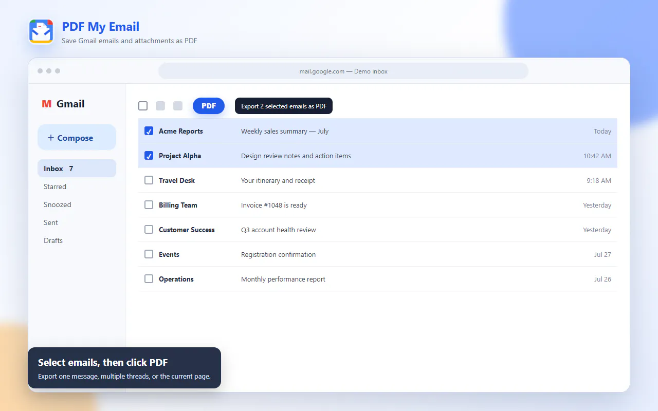 PDF My Email screenshot