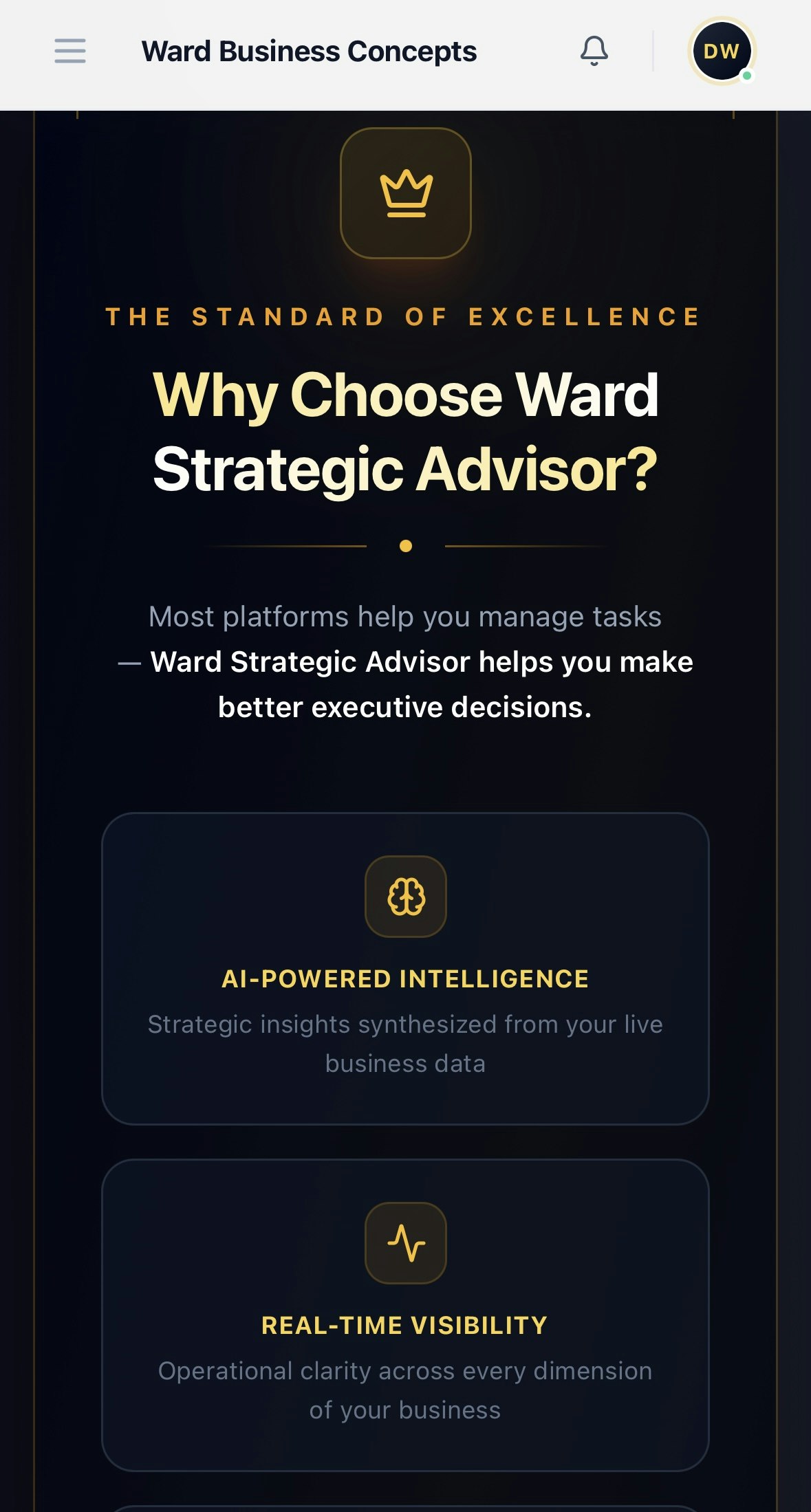 Ward Strategic Advisor (WSA) - Screenshot 4 showing product features and functionality