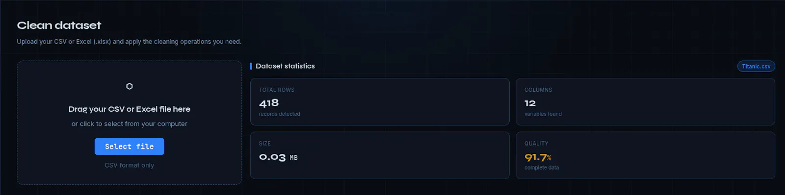DeepCleanCSV screenshot 2