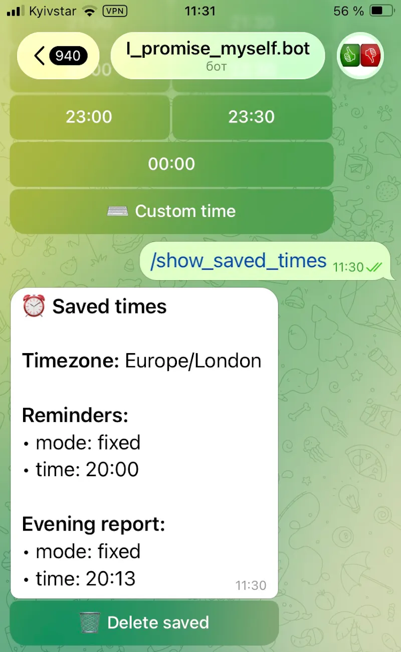 Promise Myself Telegram Bot screenshot 4