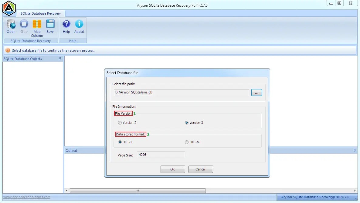 Aryson SQLite Database Recovery media 2