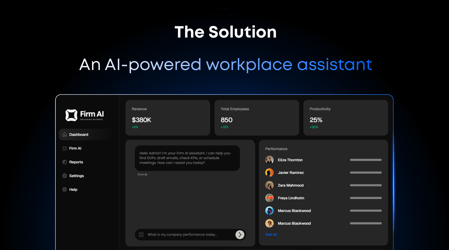 Firm AI - Main product screenshot demonstrating key features and user interface