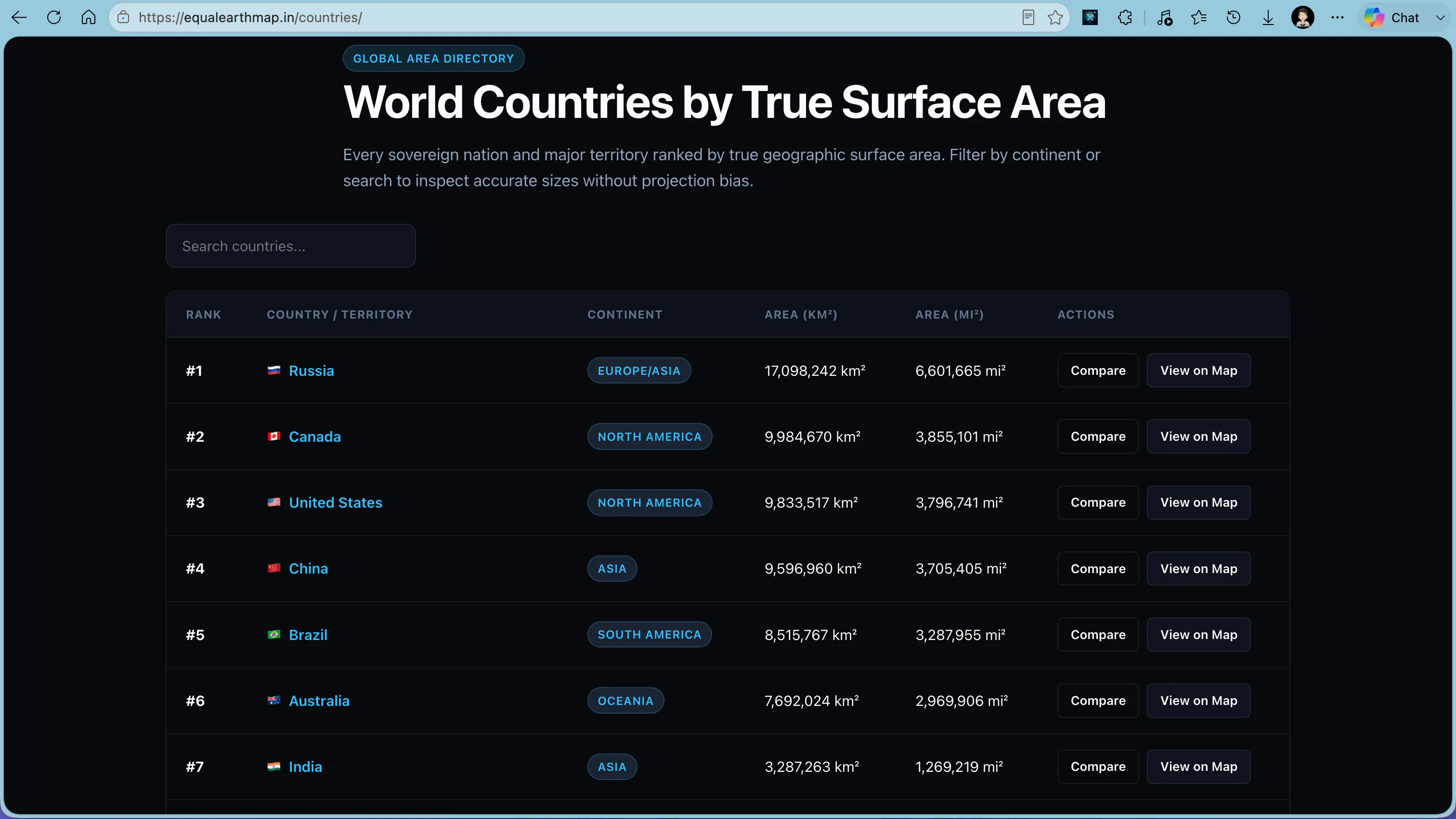 Equal Earth Map — Interactive World Map gallery image