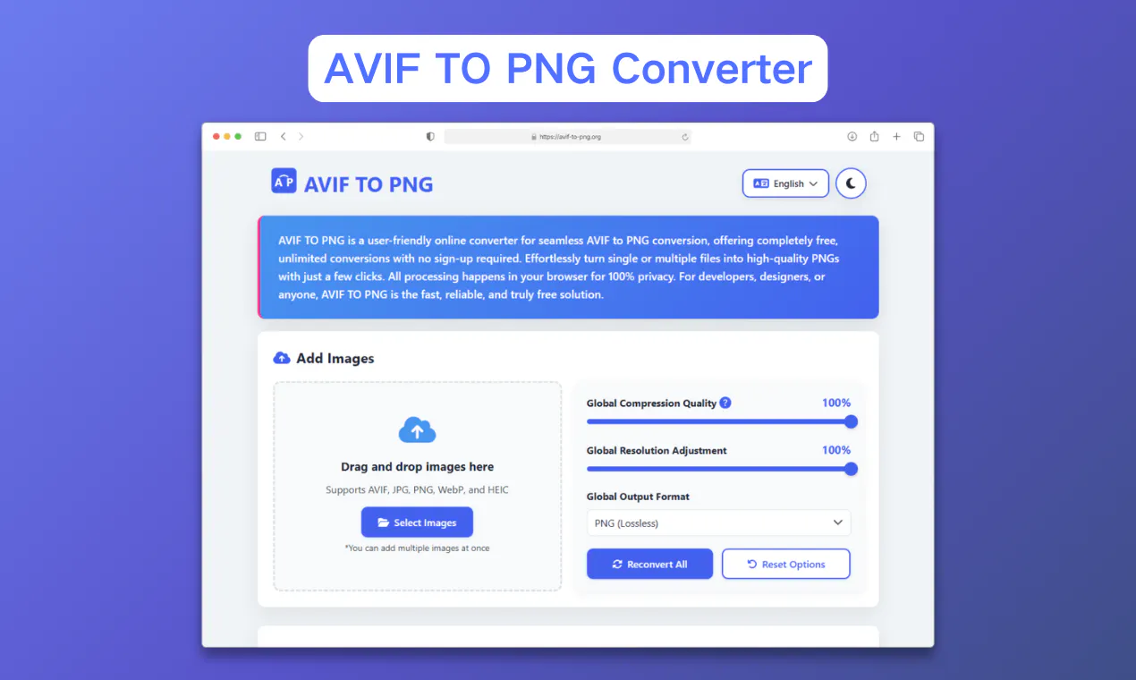 AVIF TO PNG Converter のプロダクトバナー