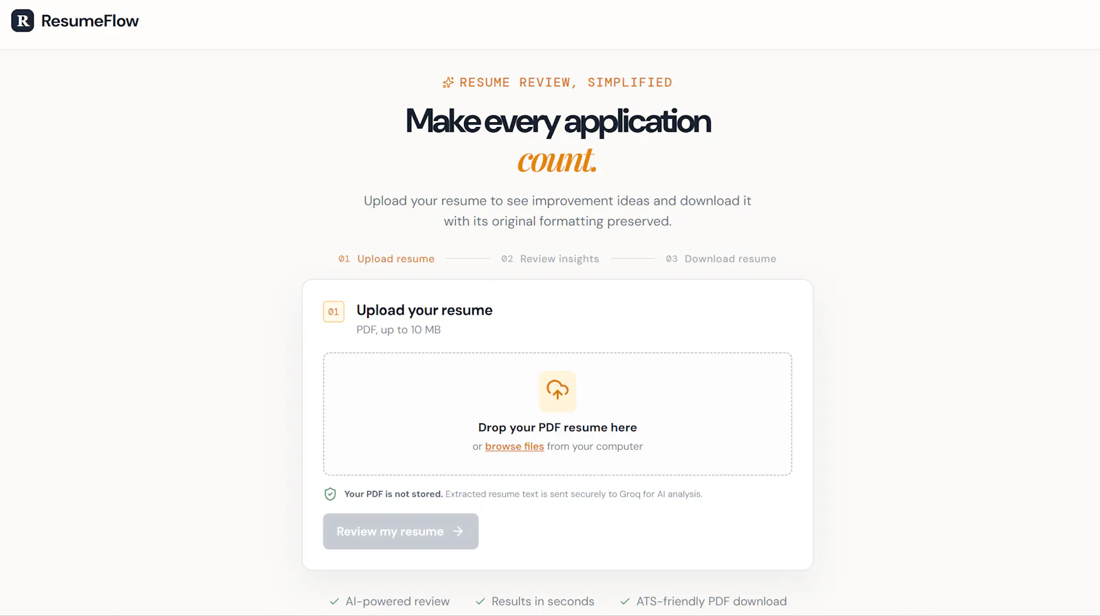 ResumeFlow screenshot 1