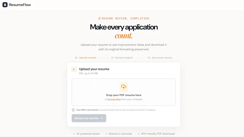 ResumeFlow screenshot 1