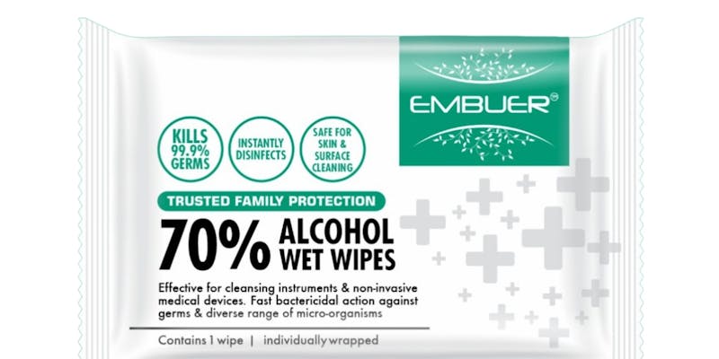 Embuer 70% Alcohol Wet Wipes Sachet media 1