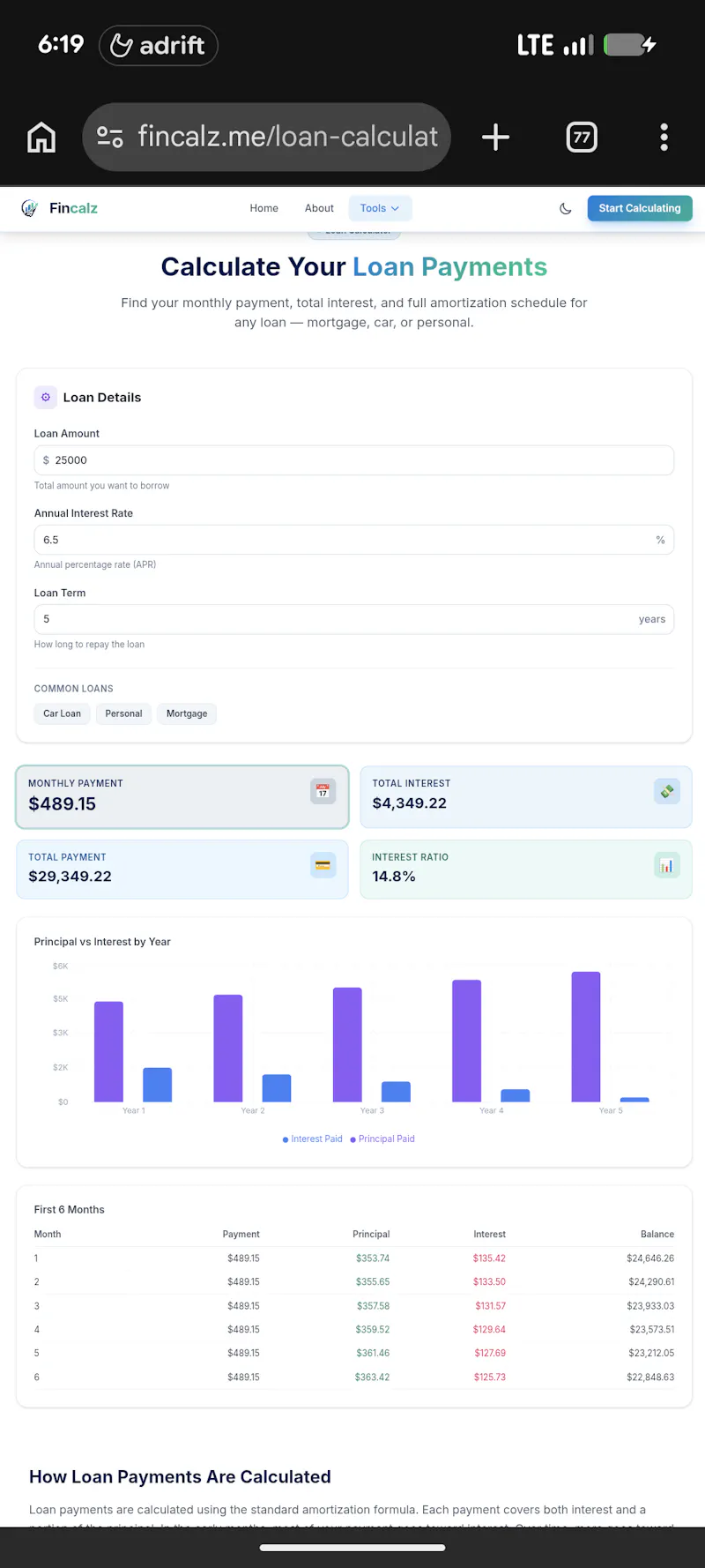 Fincalz screenshot 2
