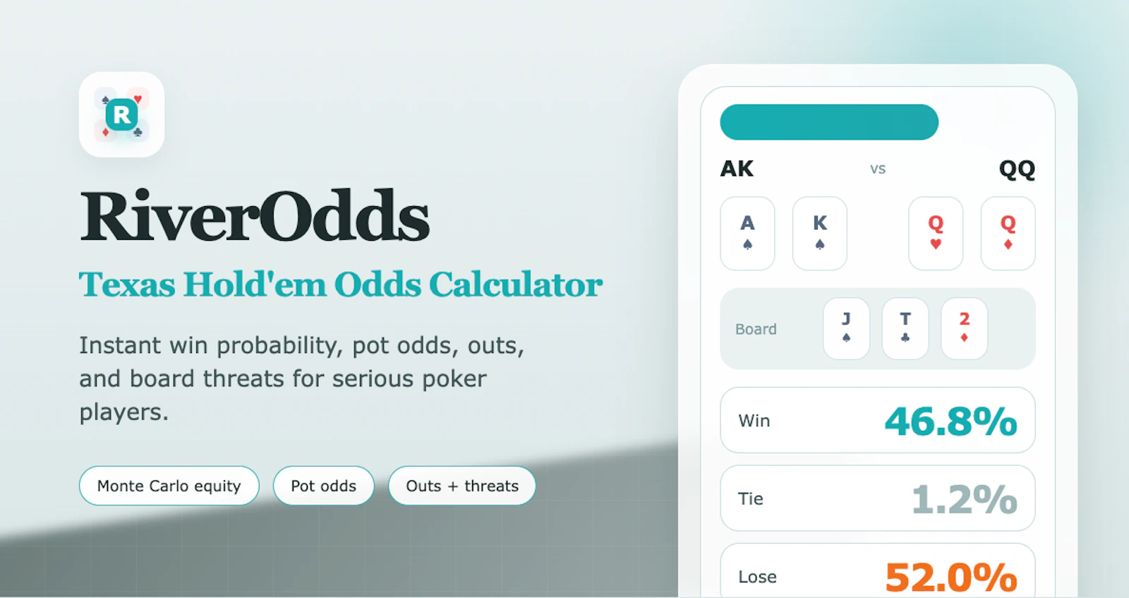 RiverOdds -Free Texas Hold'em Calculator screenshot 1