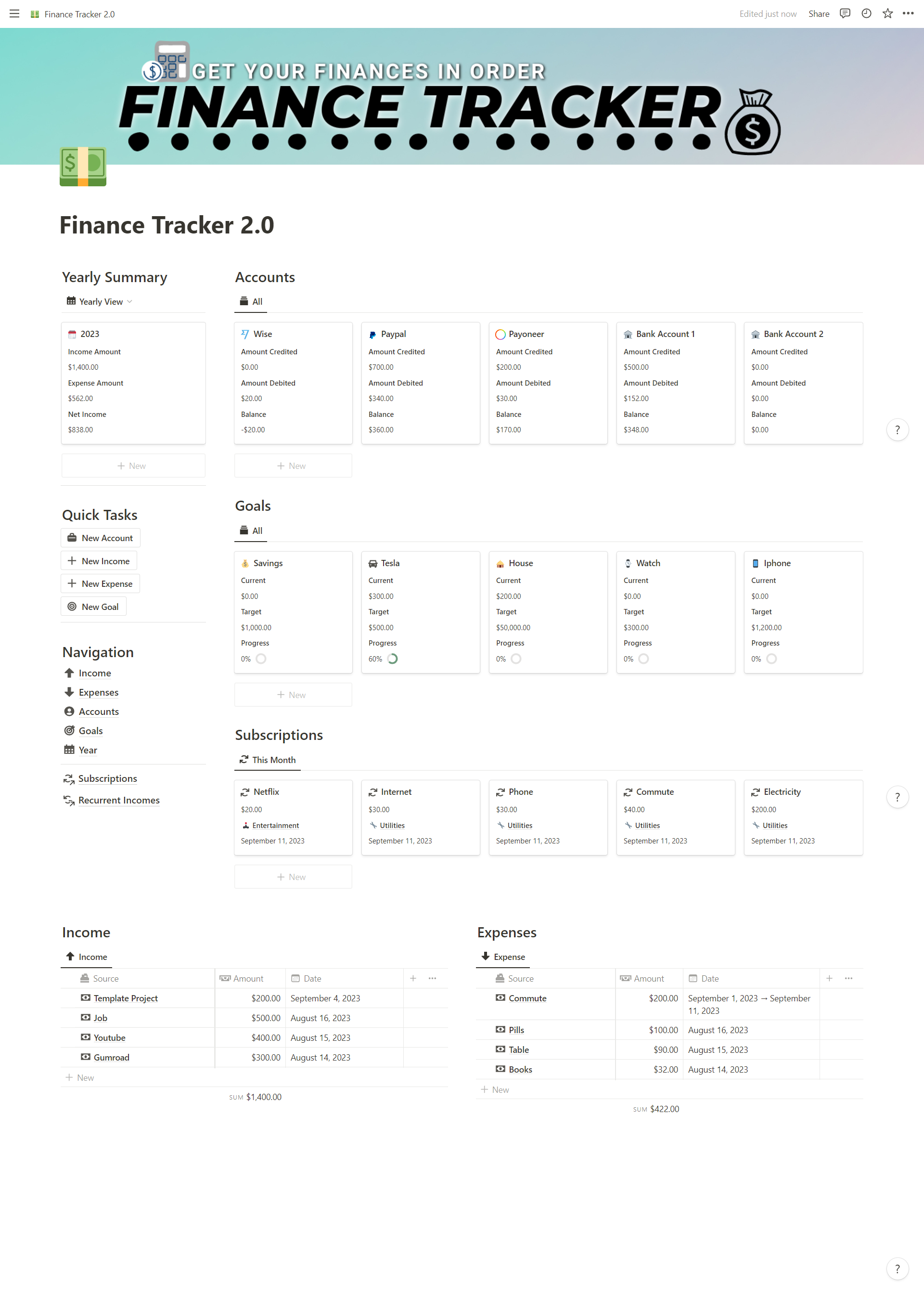 Notion Finance Tracker gallery image