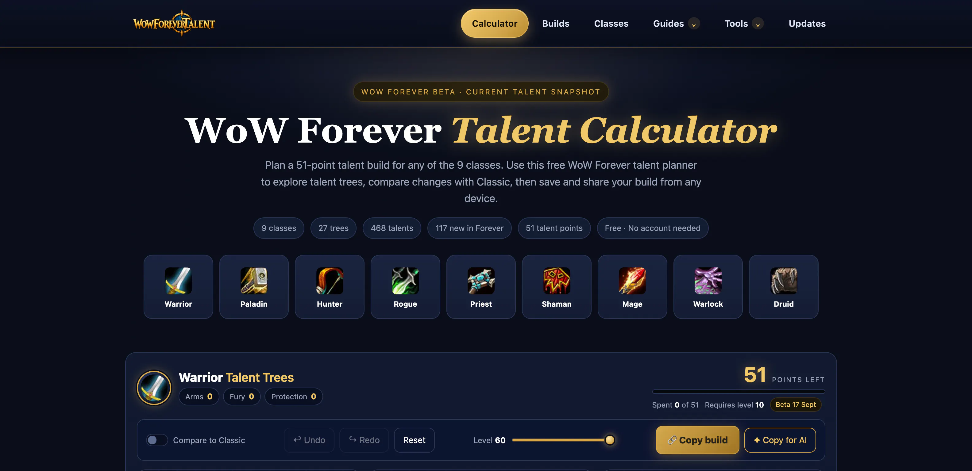 WoW Forever Talent Calculator gallery image