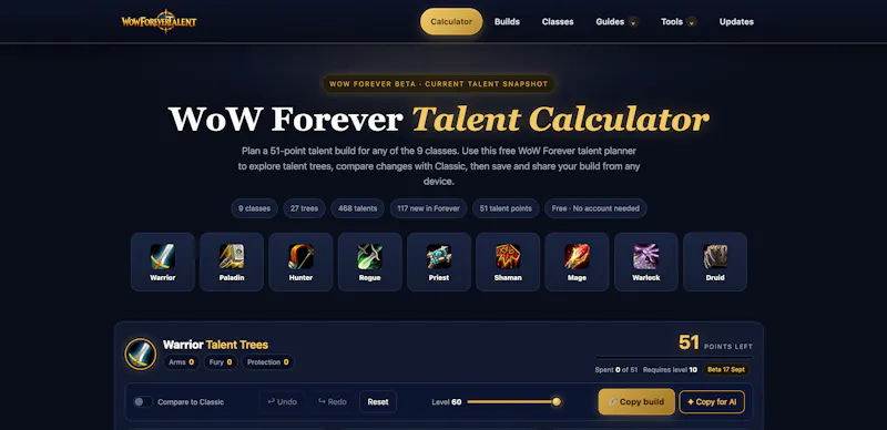 WoW Forever Talent Calculator screenshot 1