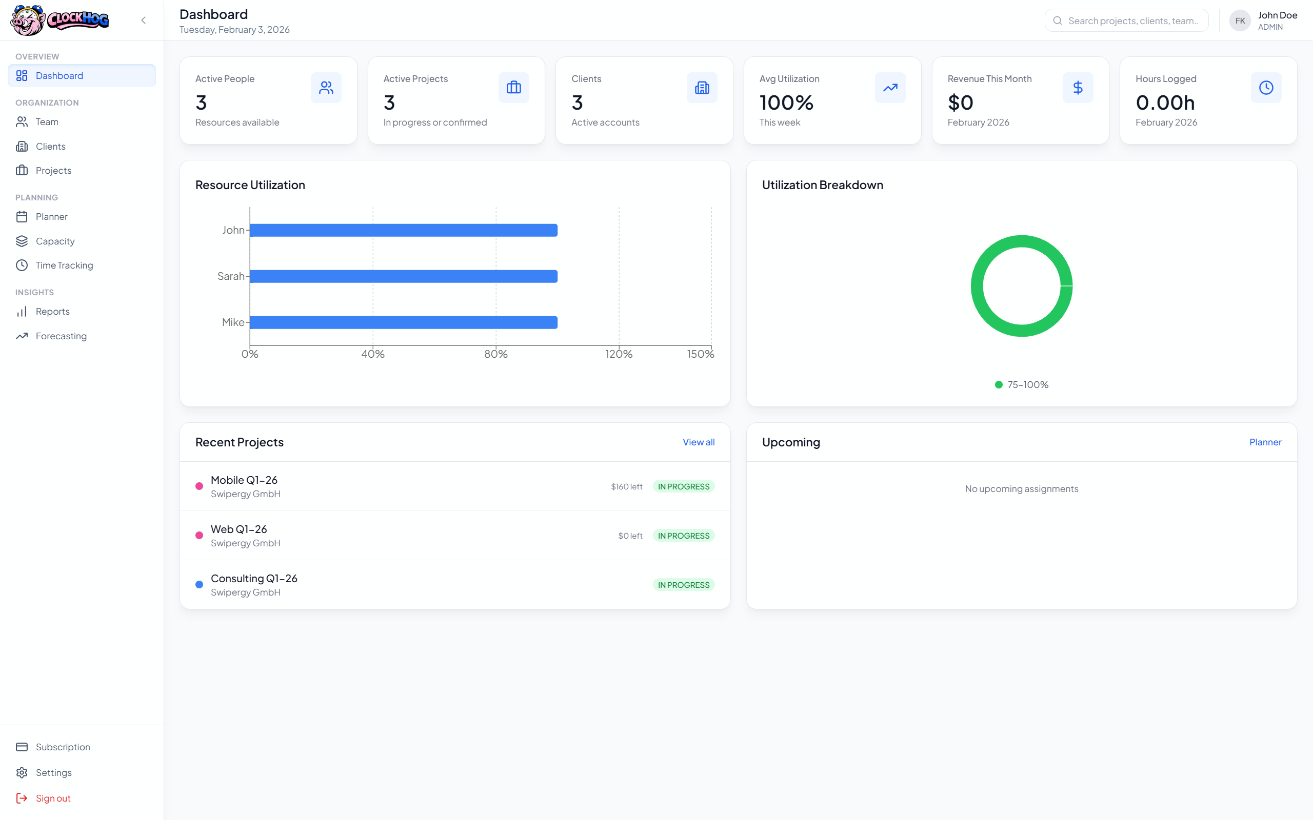 ClockHog - Main product screenshot demonstrating key features and user interface