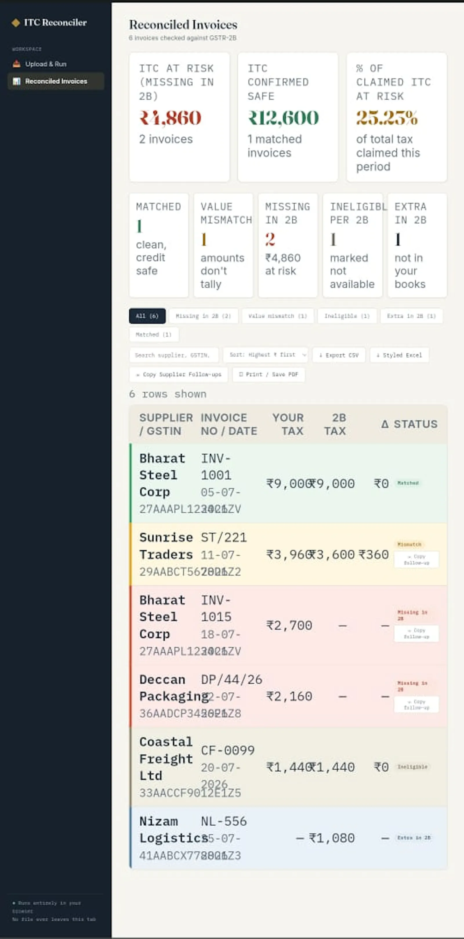 GSTR-2B Miss Match Detector screenshot 4