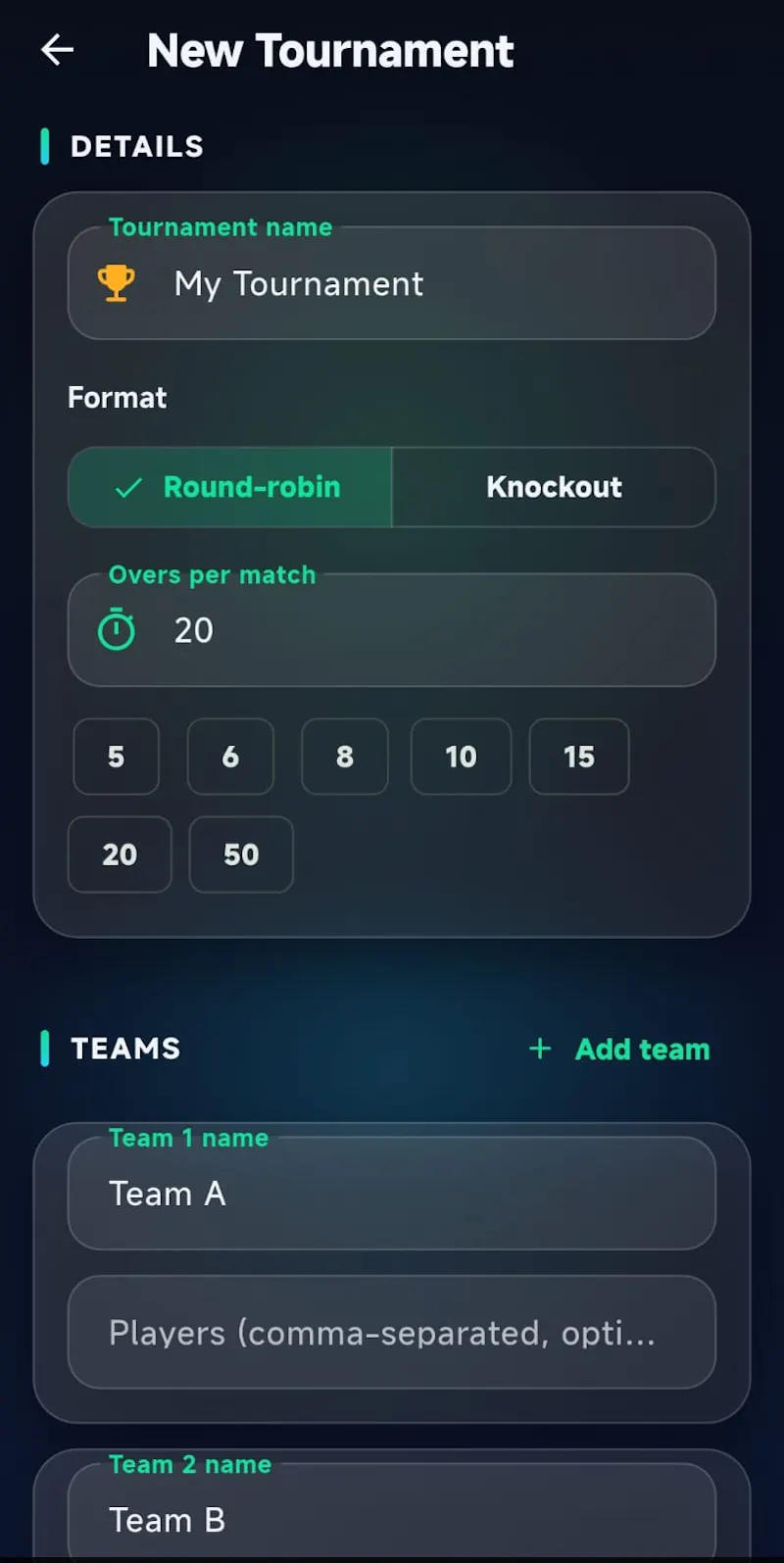 Cricket Scoring Flutter Application screenshot 5