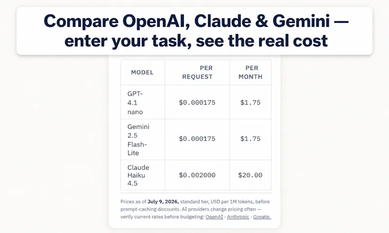 AI API Cost Calculator screenshot 1
