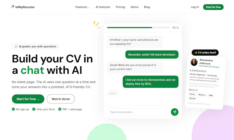 InMyResume screenshot 1