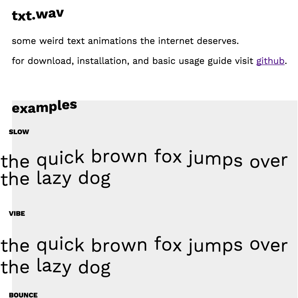 Txt.wav -- Text Animation Library