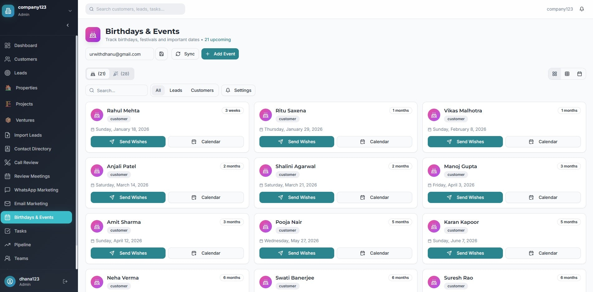 New Age CRM - Screenshot 2 showing product features and functionality